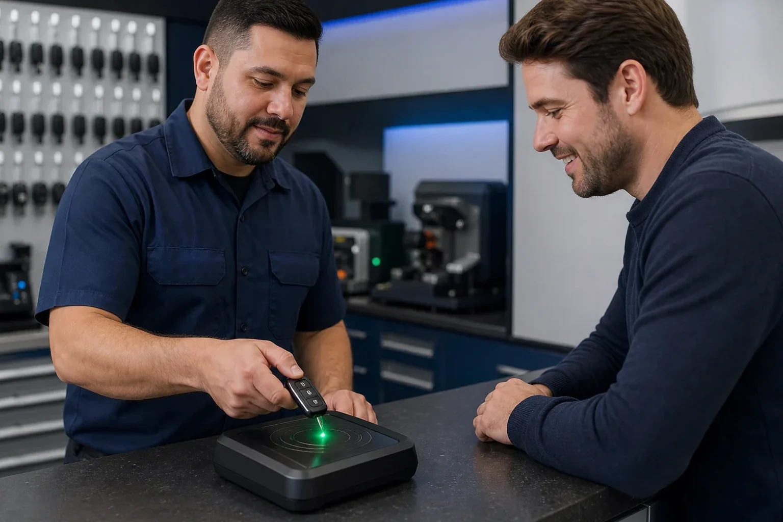 Chaveiro programando controles remotos em Trindade.